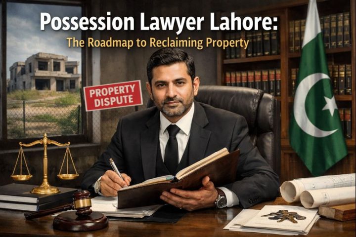 Possession lawyer in Lahore reviewing property dispute documents to help reclaim illegal possession